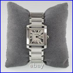 Cartier Stainless Steel Midsize Women's Tank Francaise Watch 2465 with Date