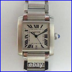 Cartier Stainless Steel Tank Francaise Automatic Date Adjust Movement Boxed Gwo