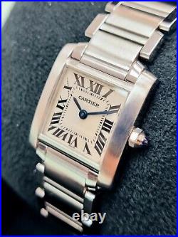 Cartier Tank 2300 20mm white dial roman numerals stainless steel 368