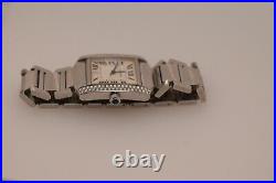 Cartier Tank 2302 Francaise Steel Silver Dial Automatic Mens Diamond Watch