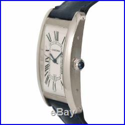 Cartier Tank Americaine 1741 Mens Automatic Watch White Dial 18K White Gold 27mm