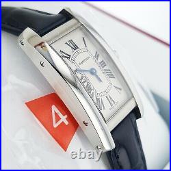 Cartier Tank Americaine Small Ladies Steel Quartz Blue Leather Watch WSTA0016