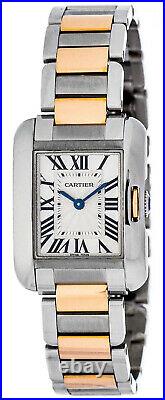 Cartier Tank Anglaise Small 18k Pink Gold & Steel Links Women's Watch W5310019