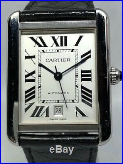 Cartier Tank Anglaise Solo XL Automatic Silver Dial Mens Watch Ref 3800 W5200028