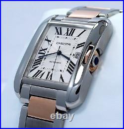 Cartier Tank Anglaise XL Size 18K Rose Gold & SS 3507 Watch MINT CONDITION