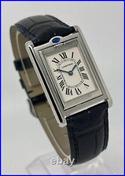 Cartier Tank Basculante Steel Quartz White Dial Reversable Gents Watch 2405