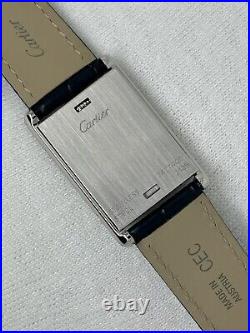 Cartier Tank Basculante Steel Quartz White Dial Reversable Gents Watch 2405