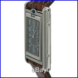 Cartier Tank Busculante 2405 Men's Quartz Watch Stainless Steel Blue Dial 24MM
