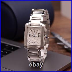Cartier Tank Chronoflex Stainless Steel Watch W51001q3 W010759