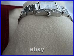 Cartier Tank Francais White Dial Women's Watch 2002 Diamond Bezel 20mm 2300