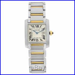 Cartier Tank Francaise 18k Gold Steel White Roman Dial ladies Watch W51012Q4