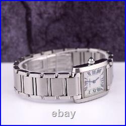 Cartier Tank Francaise 20mm Quartz Ladies Steel Watch PEARL Roman Dial 2384