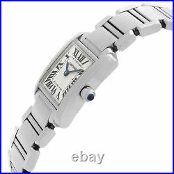 Cartier Tank Francaise 20mm Stainless Steel White Dial Ladies Quartz Watch 2300
