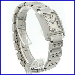 Cartier Tank Française 2301 Stainless Steel Quartz Watch with White Dial