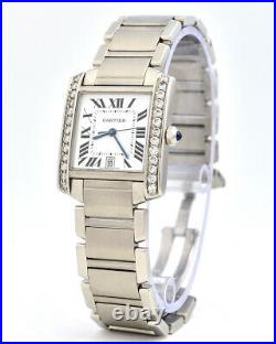 Cartier Tank Francaise 2302 Diamond Bezel Automatic Steel Watch
