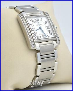 Cartier Tank Francaise 2302 Diamond Bezel Automatic Steel Watch