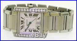 Cartier Tank Francaise 2302 SS 1.10CT diamond automatic men's watch with date