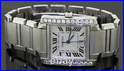 Cartier Tank Francaise 2302 SS 1.10CT diamond automatic men's watch with date