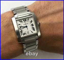 Cartier Tank Francaise 2302 Stainless Steel Automatic Roman Guilloche Dial