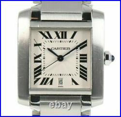 Cartier Tank Française 2302 Steel Watch 28mm Case Cream Dial / 18.5cm Strap
