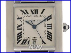 Cartier Tank Francaise 2302 Steel Watch 28mm Case Ivory Dial / 18.5cm Strap