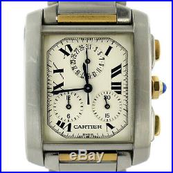 Cartier Tank Francaise 2303 Chronoflex 2-tone 18k Gold+stainless Steel Men Watch