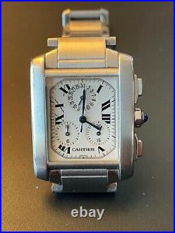 Cartier Tank Francaise 2303 Chronoflex Swiss Quartz XL Chronograph Mens Watch