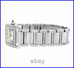 Cartier Tank Francaise 2384 Ladies Diamond Stainless Steel 20MM Quartz Watch