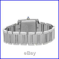 Cartier Tank Francaise Auto Steel Mens Bracelet Watch Date W51002Q3