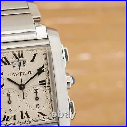 Cartier Tank Francaise Chronoflex Boxed with Papers 2004 Serviced 2019 (PA2)