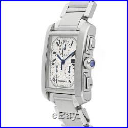 Cartier Tank Francaise Chronoflex Quartz Steel Mens Bracelet Watch W51001Q3