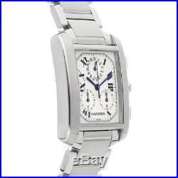 Cartier Tank Francaise Chronoflex Quartz Steel Mens Bracelet Watch W51001Q3