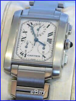Cartier Tank Francaise Chronoflex S/Steel Unisex Watch W51001Q3, Box and Papers