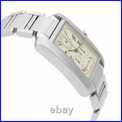 Cartier Tank Francaise Chronoflex Steel Silver Dial Quartz Mens Watch W51001Q3
