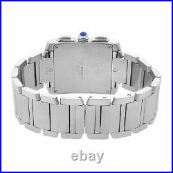 Cartier Tank Francaise Chronoflex Steel Silver Dial Quartz Mens Watch W51001Q3