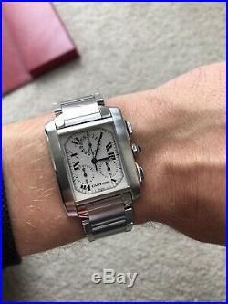 Cartier Tank Francaise Chronograph/Chronoflex (Ref 2303). Box And Papers
