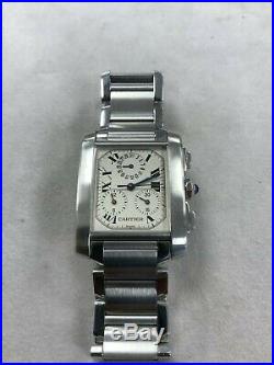 Cartier Tank Francaise Chronograph Mens Watch W51001Q3 Selling As-is