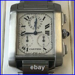 Cartier Tank Francaise Chronograph Model W51001Q3 Stainless Steel Mens Watch