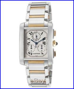 Cartier Tank Francaise Chronograph Stainless Steel / 18k Yellow Gold Mens Watch