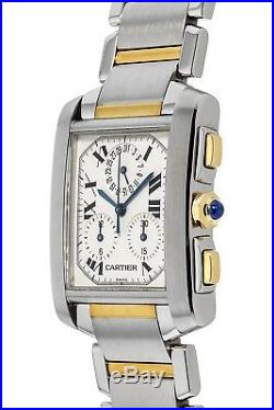 Cartier Tank Francaise Chronograph Stainless Steel / 18k Yellow Gold Mens Watch