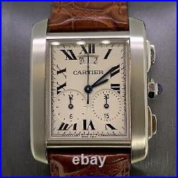 Cartier Tank Francaise Chronograph Watch Leather Strap Full Working Order 2653