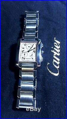 Cartier Tank Francaise Chronoreflex Stainless Steel Bracelet Quartz Watch #2303