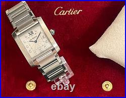 Cartier Tank Francaise Diamond Dial Steel Ladies Midsize Quartz Watch 20mm 3751