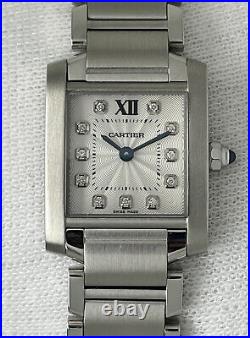 Cartier Tank Francaise Diamond Dial Steel Ladies Watch 20mm 3217 Serviced