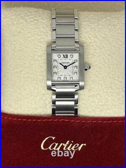 Cartier Tank Francaise Diamond Dial Steel Ladies Watch 20mm 3217 Serviced