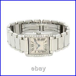Cartier Tank Francaise Diamond Set Case Stainless Steel Ladies Watch 2300