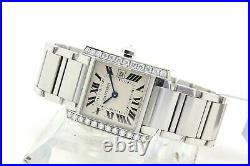 Cartier Tank Francaise Diamond Set Midsize Steel Watch, Ref, 2465 Box Papers