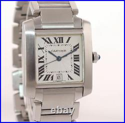 Cartier Tank Francaise Full-Size Automatic Steel Date Watch W51002Q3 2302