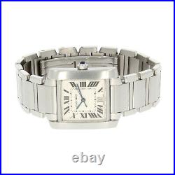 Cartier Tank Francaise Gents Stainless Steel Guilloche Dial Watch 2302