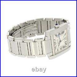 Cartier Tank Francaise Gents Stainless Steel Guilloche Dial Watch 2302